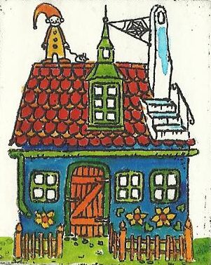 Domek modrý se zahrádkou